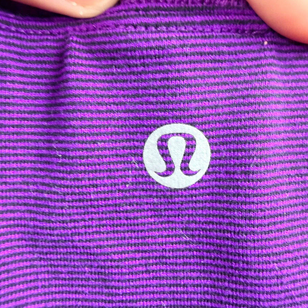 Lululemon Free To Be Women's Size 6 Tank Purple Striped Strappy Back Yoga Top - Picture 4 of 7